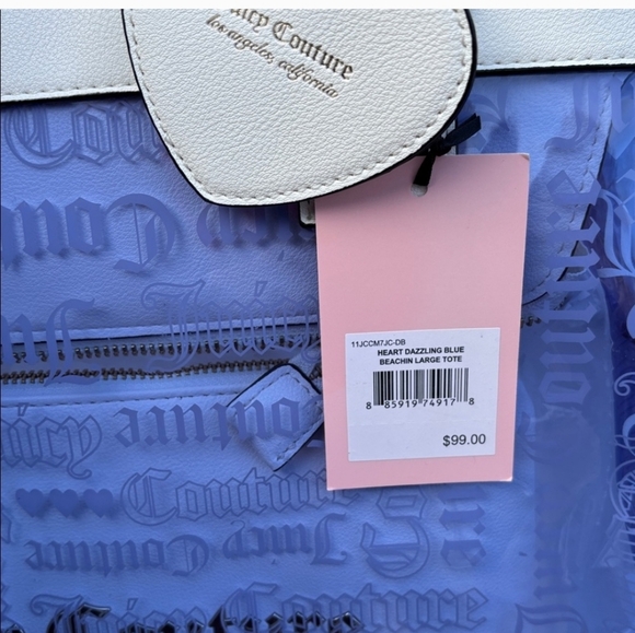Juicy Couture White and Blue Tote Bag With Matching Cosmetic Bag - Picture 3 of 8
